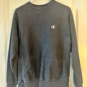 Vintage 90’s Champion Black with White Logo Reverse Weave Sweatshirt,Size Small